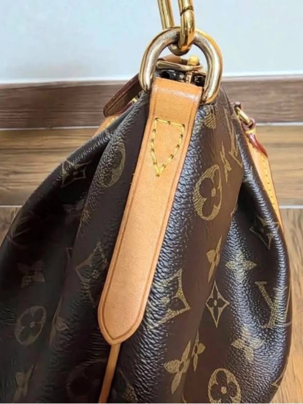 Louis Vuitton Monogram Canvas Satchel with Tan Vachetta Trim